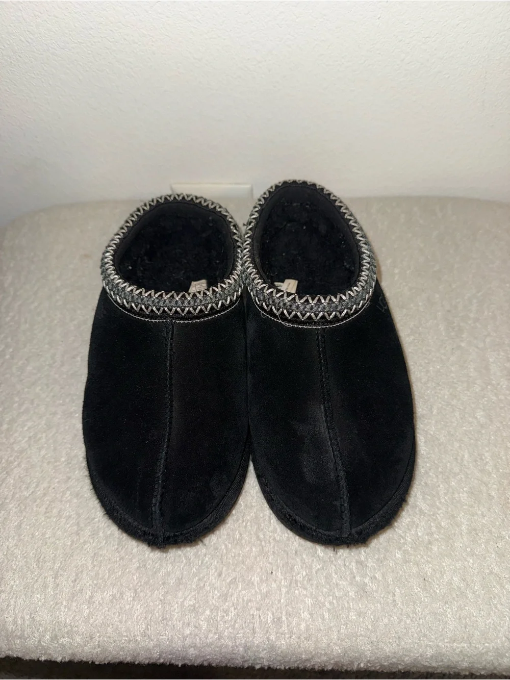 UGG Black Slip-On Kids Slippers with Contrast Stitching